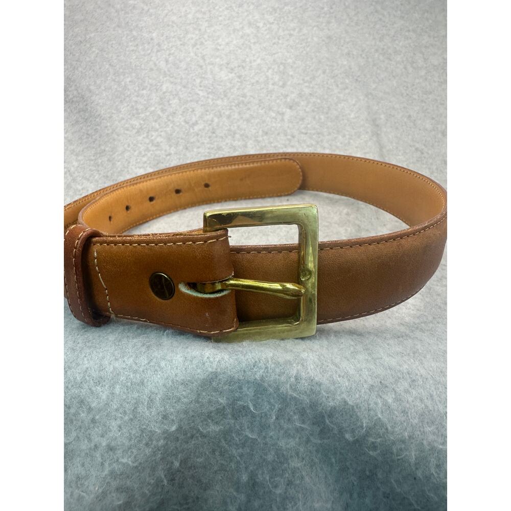Coach 7600 British Tan Leather Belt Solid Brass Buckle Vintage USA Gorpcore 34 - Picture 6 of 9